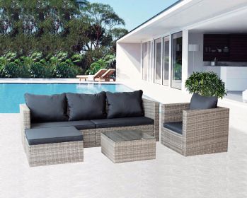 Outdoor garden terrace furniture 4-piece gray PE rattan wicker combination sofa set