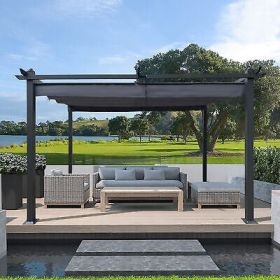 13x10 Ft Outdoor Patio Retractable Pergola With Canopy Sunshelter for