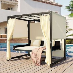 [VIDEO provided]U_Style 2-3 People Outdoor Swing Bed,Adjustable