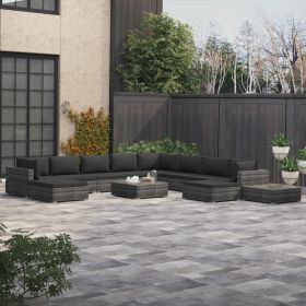 12 Piece Patio Lounge Set with Cushions Poly Rattan Gray