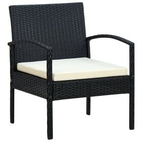 Patio Chair with Cushion Poly Rattan Black