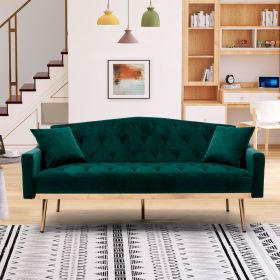 Velvet Sofa ; Accent sofa .loveseat sofa with Stainless feet Green Velvet