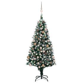 Artificial Christmas Tree with LEDs&Ball Set&Pine Cones 59.1"