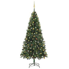 Artificial Christmas Tree with LEDs&Ball Set Green 82.7"