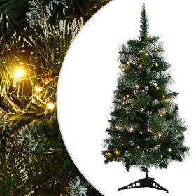 Artificial Christmas Tree with Stand and LEDs Green 3 ft PVC