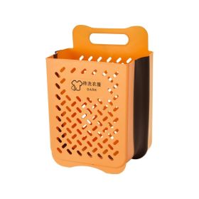 Foldable Dirty Clothes Basket Household Wall-mounted Free Punching (Option: Orange-Extra large)