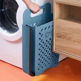 Foldable Dirty Clothes Basket Household Wall-mounted Free Punching (Option: Sky Blue-large)