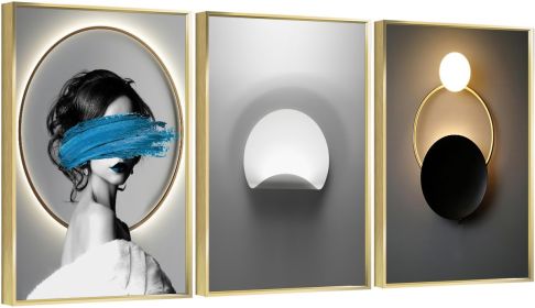 Framed Canvas Wall ArtOil Paintings Impressionism Aesthetic Prints Canvas Paintings for Living Room Bedroom Office Home; 3 Panels (GOLD: 12*16)